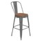 Flash Furniture Clear Coat Metal Bar Stool & Teak Poly Seat XU-DG-TP001B-30-PL1T-GG - alternate 6